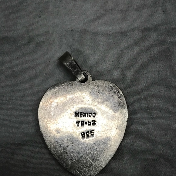 Vintage Taxco Mexico Sterling Silver 925 Heart  Pendant TA-68 - Picture 2 of 6